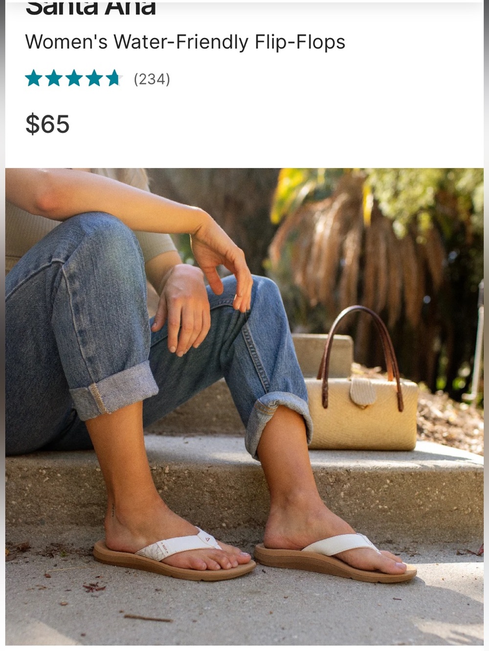 Like New Womens Reef Santa Ana Tan Slide Sandals Size 8
